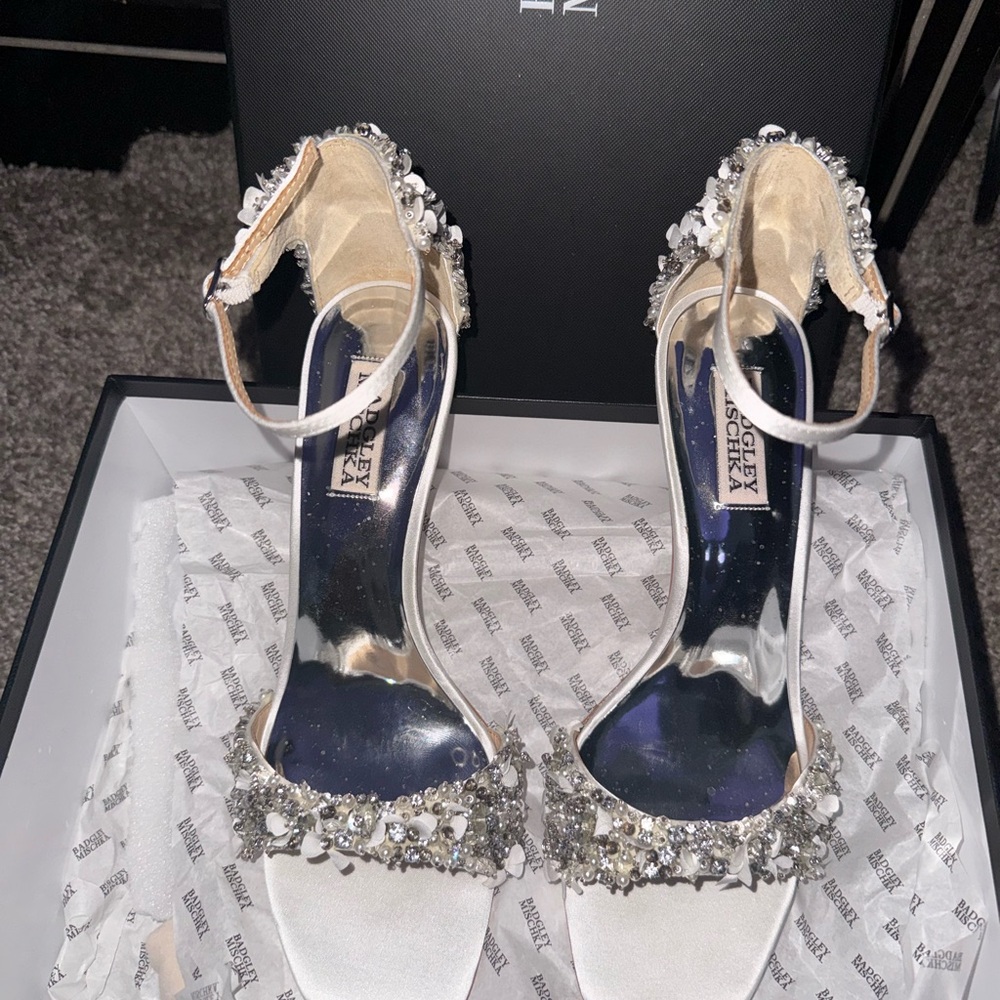 Badgley Mischka Silver Embellished Heels